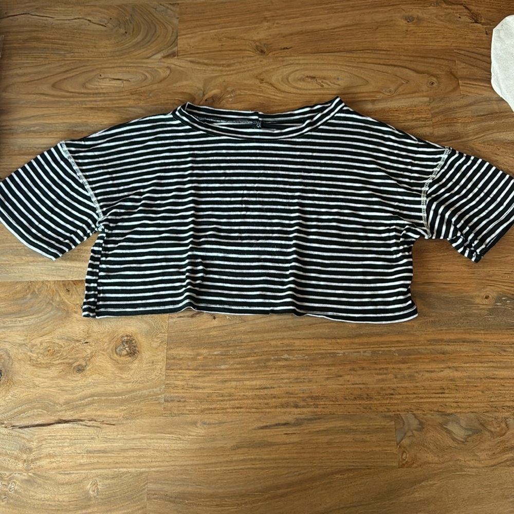 Black and white striped crop top
